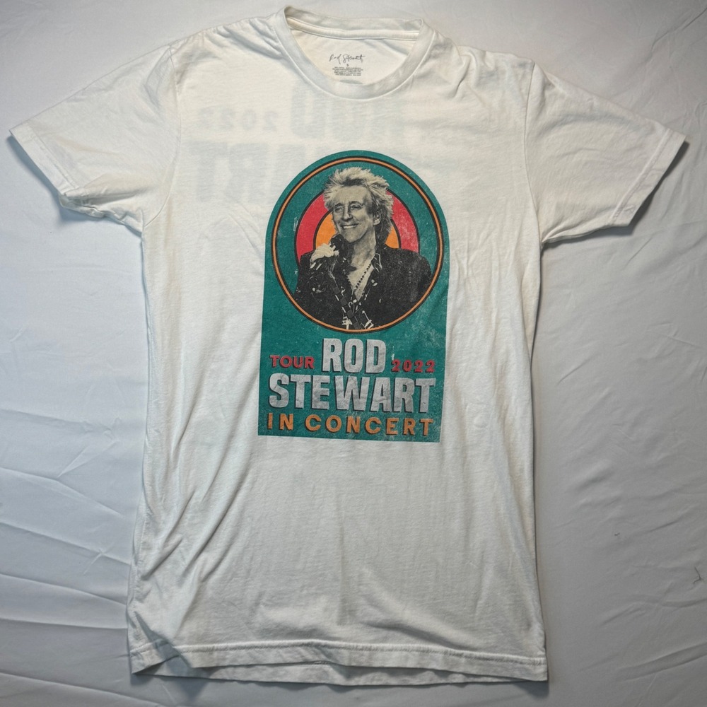 Rod Stewart In Concert 2022 Tour T Shirt White Graphic Mens Small Rock Band Tee